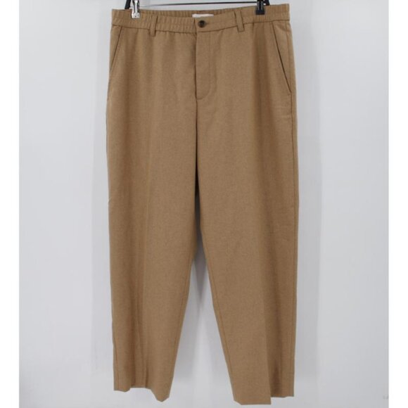 Banana republic pants Men 36 Italian E-waist Flannel Pant camel brown wool blend - Picture 1 of 14